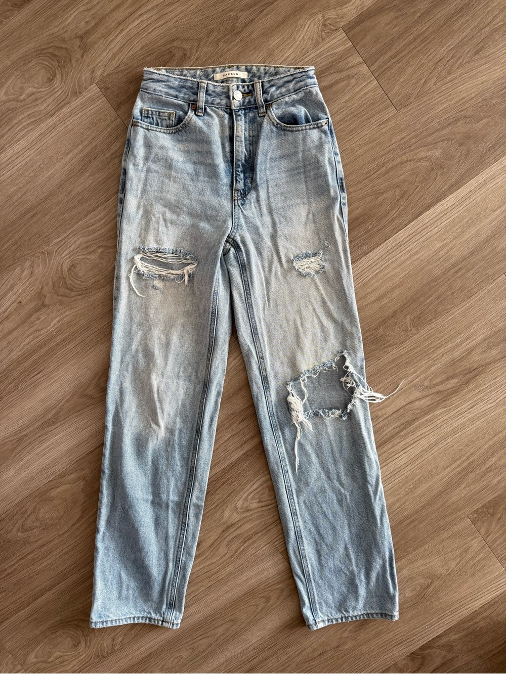 PacSun Light Blue Distressed Straight-Leg Jeans